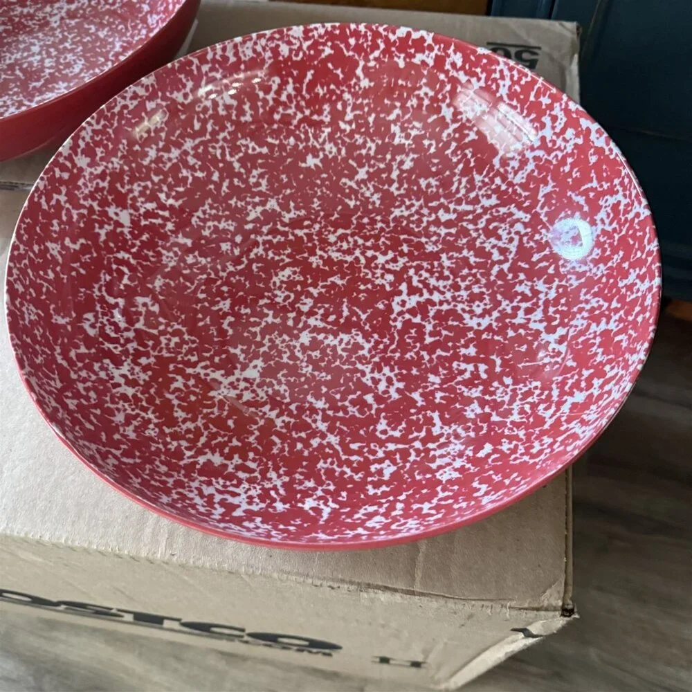 Pier 1 Melamine Bowl Serving Bowl Red Set Of 2 Spongewear Speckle